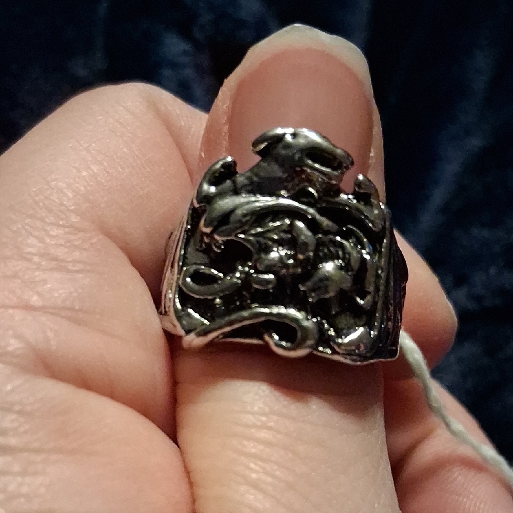 Men's Silver Dragon Statement Ring
